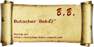 Butscher Bekő névjegykártya
